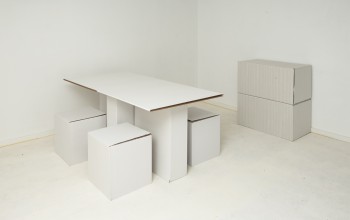 Cardboard furniture with plaids